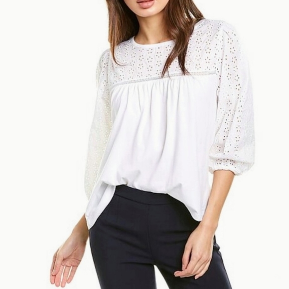 NWT J Crew Eyelet Yoke top - Picture 2 of 4